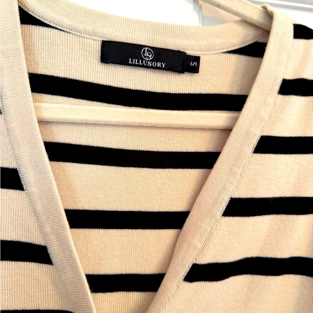 Women’s striped vest with gold buttons in size small.
